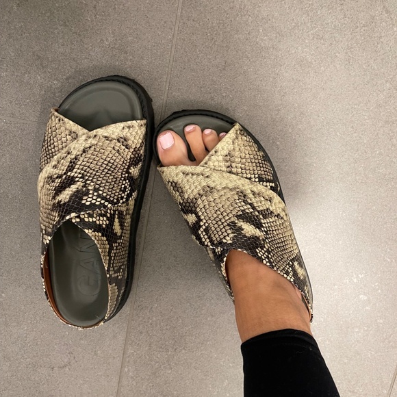 Ganni Kalamata Snake Embossed Platform Sandals - Picture 5 of 5